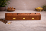 Sheesham Wood Incense Burner Box with Brass Inlay