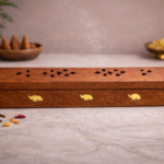 Sheesham Wood Incense Burner Box with Brass Inlay