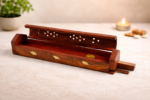 Sheesham Wood Incense Burner Box with Brass Inlay - Image 2
