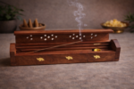 Sheesham Wood Incense Burner Box with Brass Inlay - Image 3