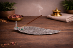 Premium Metal Silver Feather Incense Holder - Image 2