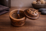 Wooden Dhoop Cone Burner with Lid - Image 2