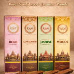 KIRAT incense sticks pack of 4 with wooden stand sandalwood jasmine rose woods fragrance